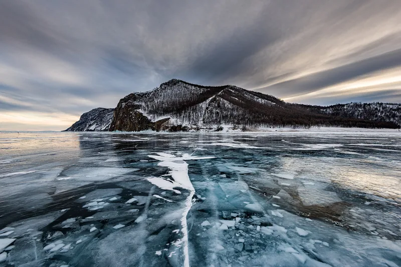 Frozen Lake Baikal near Olkhon Island, January 2016