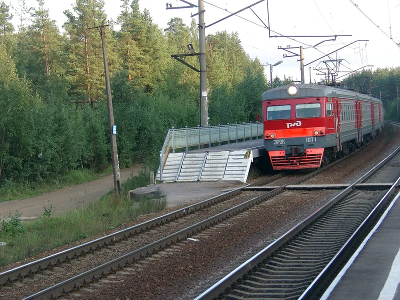 Электропоезд на Сосново у платформы Лемболово, Ленинградская область, 2011 год